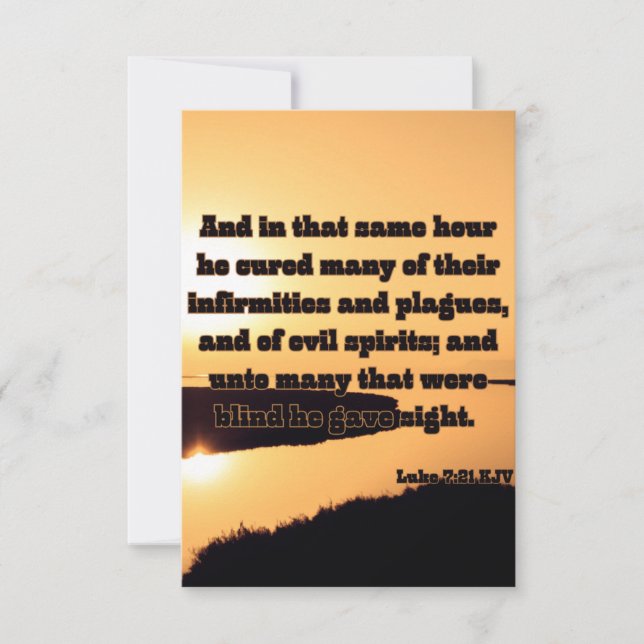 Luke 7:21 KJV Bibelschrift Pic Begrüßung Karte (Vorderseite)
