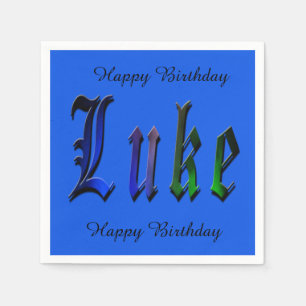 Luke, Name Logo, blaues Papier Geburtstag Napkins. Serviette