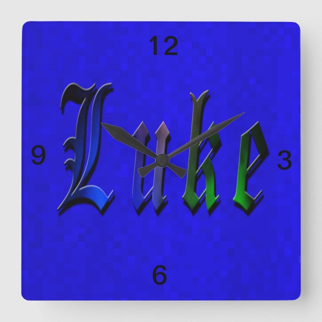 Luke Name Logo Quadratische Wanduhr (Vorderseite)