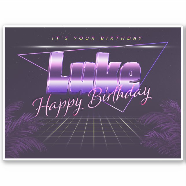 Luke Name Vorname lila retro Sticker Geburtstag (Vorderseite)