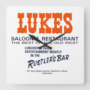 Lukes Saloon and Restaurant, Westmont, IL Quadratische Wanduhr