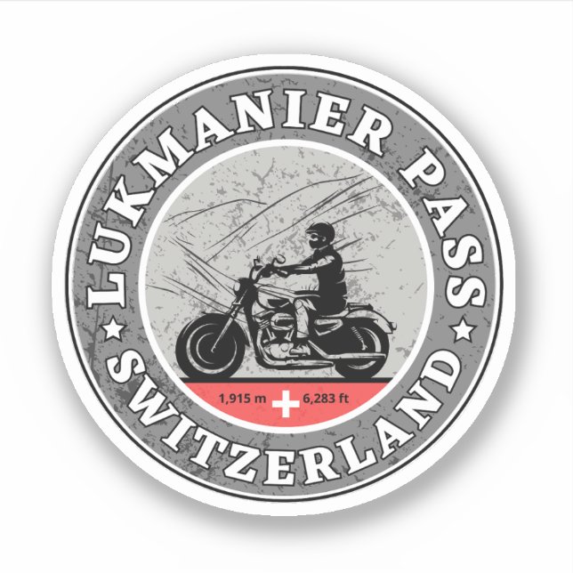 Lukmanier Pass - Schweizer Alpen Aufkleber (Vorderseite)