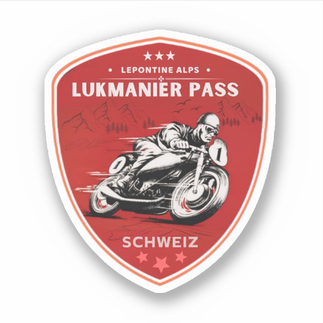 Lukmanier Pass - Schweizer Alpen Aufkleber (Vorderseite)