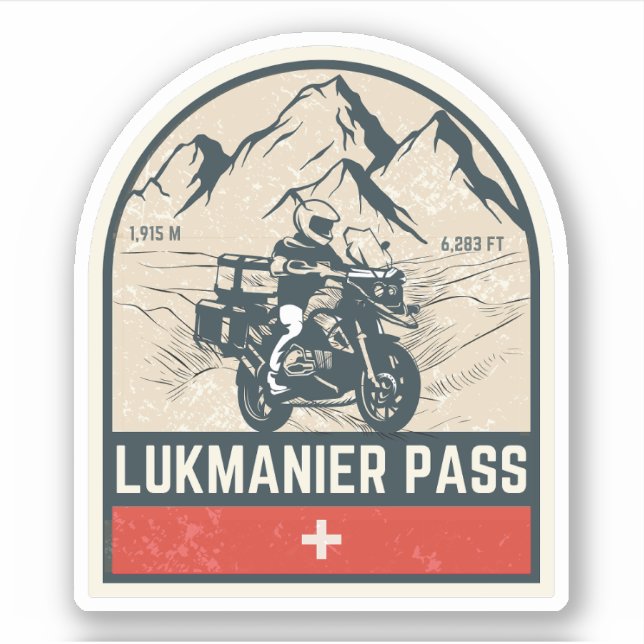 Lukmanier Pass - Schweizer Alpen Aufkleber (Vorderseite)