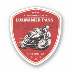 Lukmanier Pass Schweizer Alpen Motorradtour Aufkleber