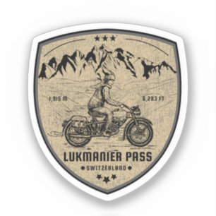 Lukmanier Pass - Schweizer Alpen - Motorradtour c Aufkleber