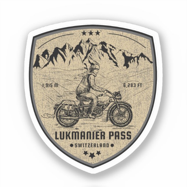 Lukmanier Pass - Schweizer Alpen - Motorradtour c Aufkleber (Vorderseite)
