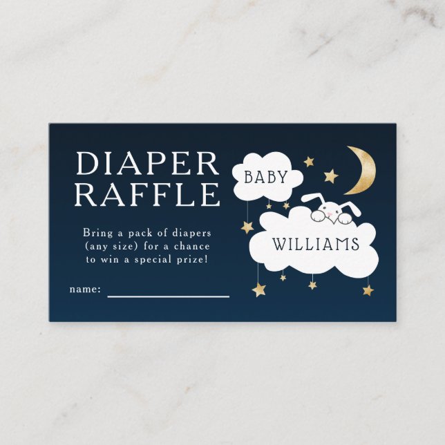 Lullaby Baby Duschkabine Navy Diaper Raffle Ticket Begleitkarte (Vorderseite)