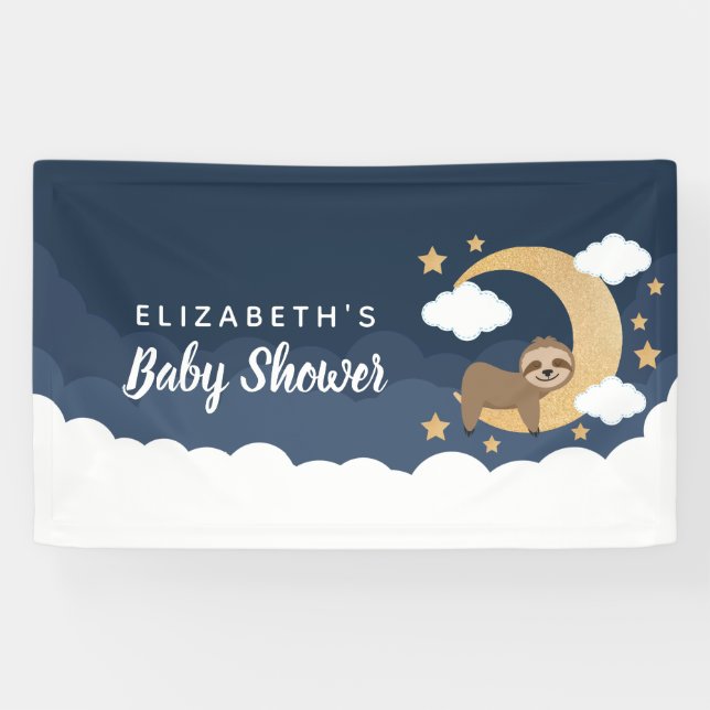 Lullaby Baby Sloth Moon Baby Duschbanner Banner (Horizontal)