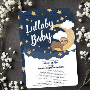 Lullaby Baby Sloth Moon Babydusche per Mail Einladung