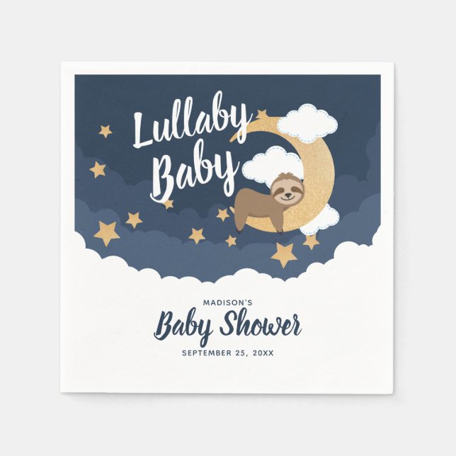 Lullaby Baby Sloth Moon Babydusche Serviette (Vorderseite)