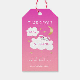 Lullaby Bunny Moon Stars Babydusche Pink Geschenkanhänger