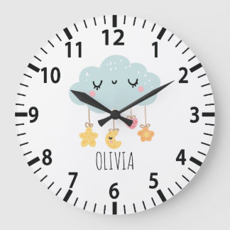 Lullaby Cloud Boho Kinderzimmer Wall Clock Große Wanduhr
