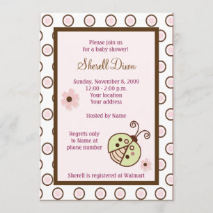 Lullabye Ladybug 12x18 Pink Trendy Einladungen