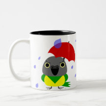 Lulu, der Senegal-Papagei, fest im Regen