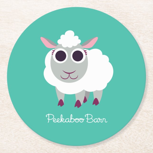 Lulu die Schafe Runder Pappuntersetzer (Vorderseite)