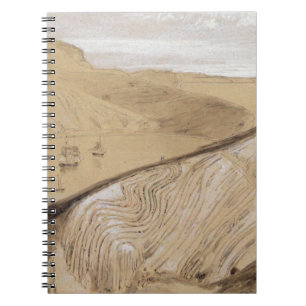 Lulworth Bucht (w/c, Gouache und Graphit auf Beige Notizblock