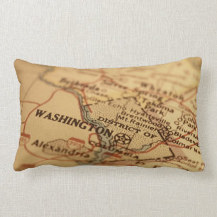 Lumbar-Kissen Washington DCs Vintages Karte Lendenkissen