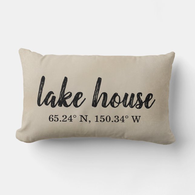 Lumbar Pillow - Custom Lake House Koordinaten Lendenkissen (Vorderseite)