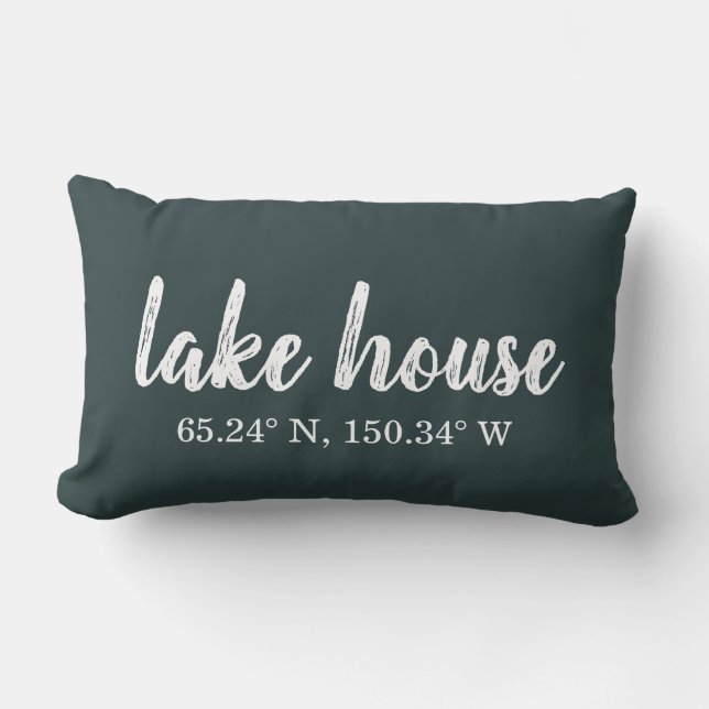 Lumbar Pillow - Custom Lake House Koordinaten Lendenkissen (Vorderseite)