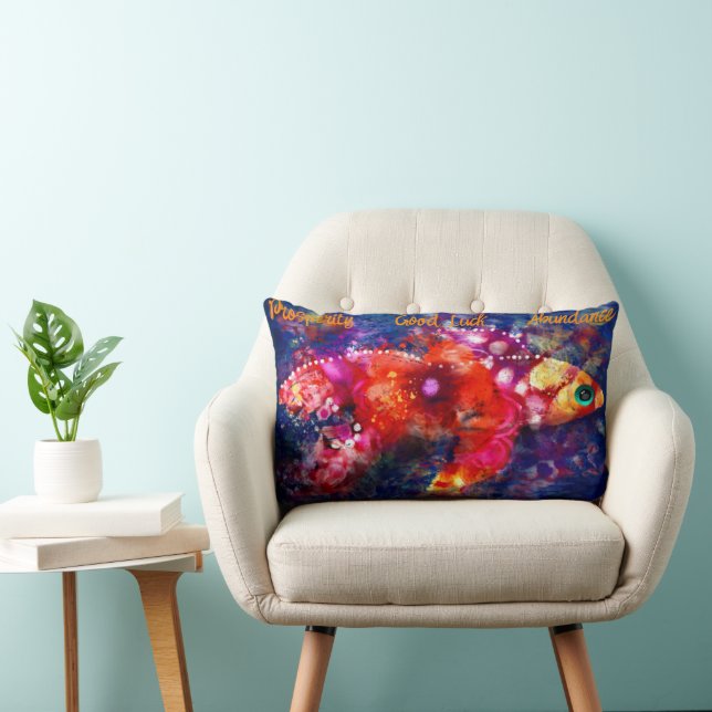 Lumbar Pillow - Whimsical Goldfish Symbolismus Lendenkissen (Stuhl )