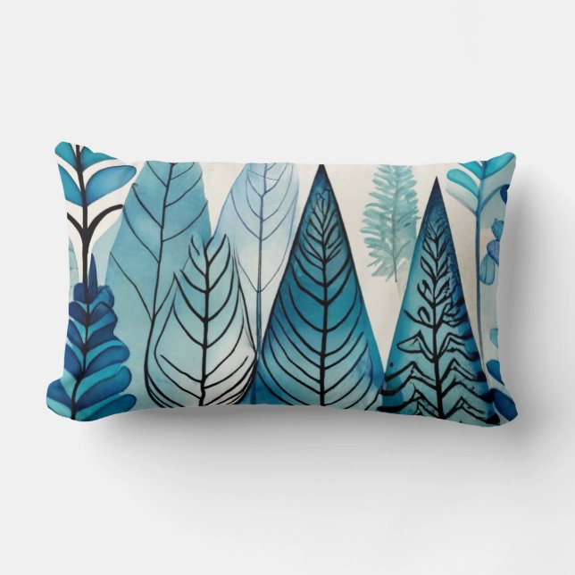 Lumbarblaue Weihnachtsbäume Lendenkissen (Vorderseite)