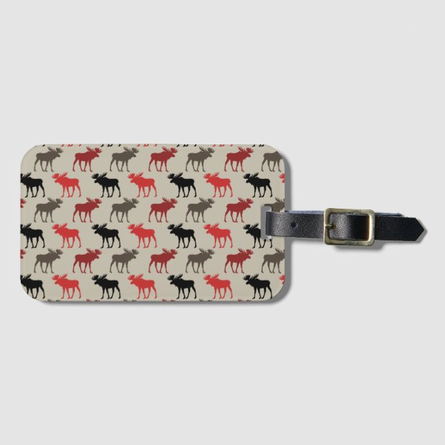 Lumber Red Black Gray Elch Silhouette Antler Deh Gepäckanhänger (Vorderseite (Horizontal))