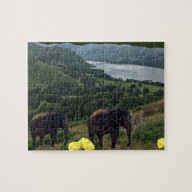 Lumbering Elephants Jigsaw Puzzle (Horizontal)