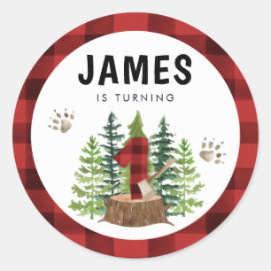 Lumberjack 1. Geburtstag Buffalo Kariert Runder Aufkleber