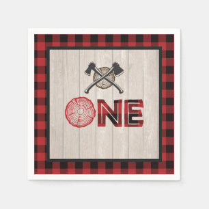 Lumberjack 1. Geburtstag Napkin - Äxte Rot eins Serviette