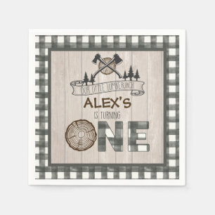 Lumberjack 1. Geburtstag Napkin - Äxte Weiß Serviette