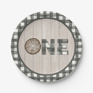 Lumberjack 1. Geburtstag Papiertafel - Eine weiße Pappteller