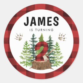 Lumberjack 2. Geburtstag Buffalo Kariert Runder Aufkleber