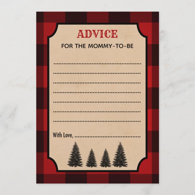 Lumberjack Advice für Mommy Baby Shower Cards Programm (Vorderseite)