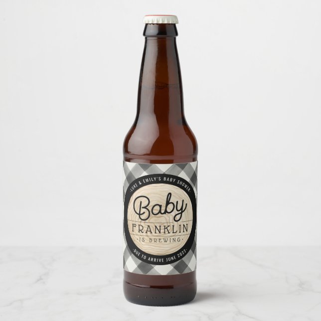 Lumberjack Baby Dusche Buffalo Karo Bierflaschenetikett (Vorderseite)