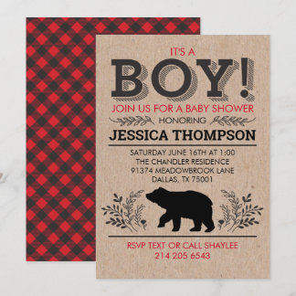 Lumberjack Baby Dusche Einladung