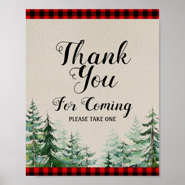 Lumberjack Baby Shower Vielen Dank für Ihr Kommen Poster (Vorne)