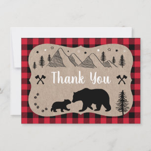 Lumberjack Baby Shower Wilderness Bear Vielen Dank Dankeskarte