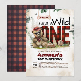 Lumberjack Bär Einladung zum ersten Geburtstag
