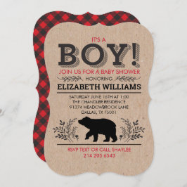 Lumberjack Bär Flannel Rustic Boy Baby Dusche Inv Einladung
