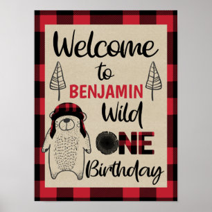 Lumberjack Bär karierte wilde ein Geburtstagsgesch Poster