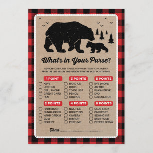 Lumberjack-Bär Was ist in Ihrer Purse-Game-Karte? Einladung