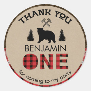 Lumberjack Bear 1. Geburtstag Gunst Sticker