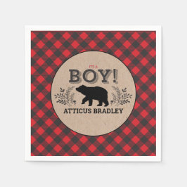 Lumberjack Bear Baby Boy Dusche Napkin Serviette