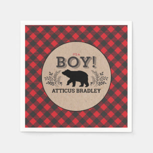 Lumberjack Bear Baby Boy Dusche Napkin Serviette