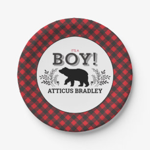 Lumberjack Bear Baby Boy Duschplatte Pappteller