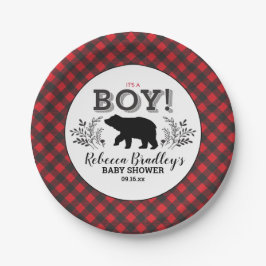 Lumberjack Bear Baby Boy Rustikale Duschplatte Pappteller