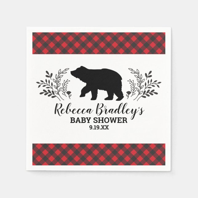 Lumberjack Bear Baby Dusche Napkin Serviette (Vorderseite)