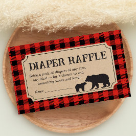 Lumberjack Bear Baby Shower Diaper Raffle Begleitkarte
