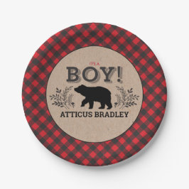 Lumberjack Bear Babyduschplatte Pappteller